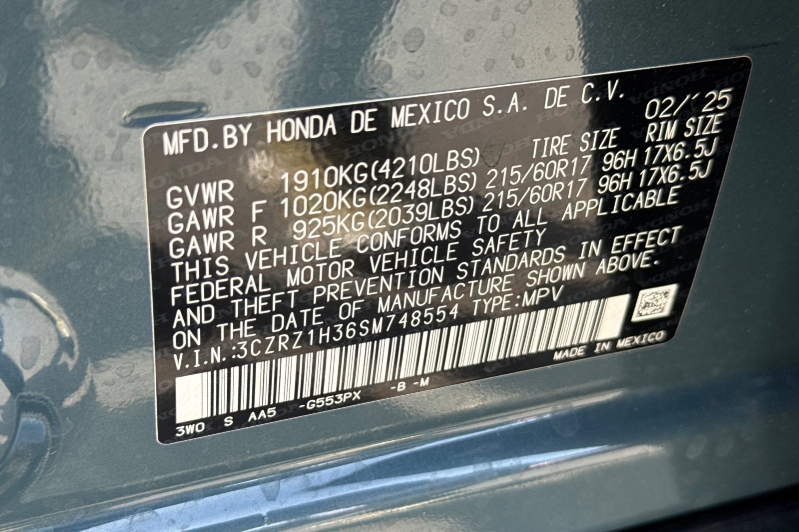 Certified 2025 Honda HR-V LX image 29