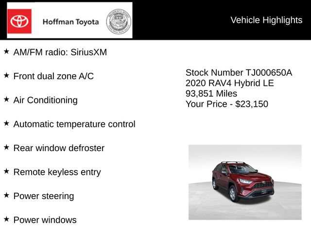 Used 2020 Toyota RAV4 LE w/ All Weather Liner Package AWD/4WD image 10