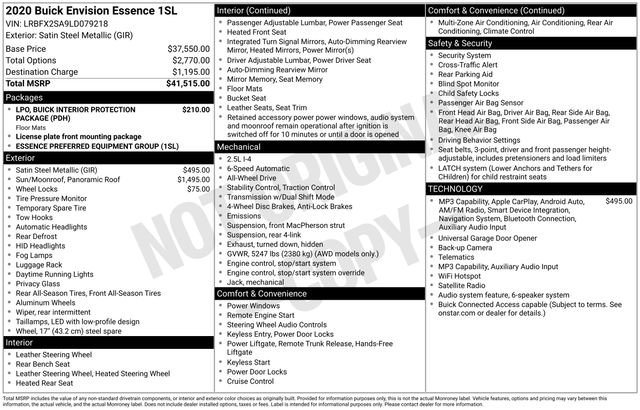 Certified 2020 Buick Envision Essence AWD/4WD image 4