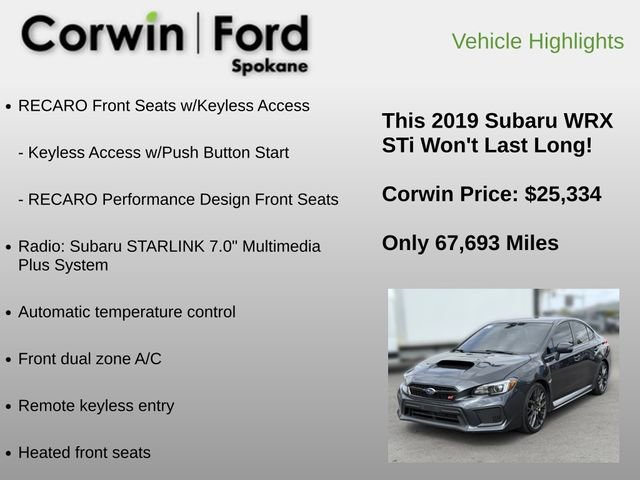 Used 2019 Subaru WRX STI w/ Popular Package #3 (IZT) AWD/4WD image 6