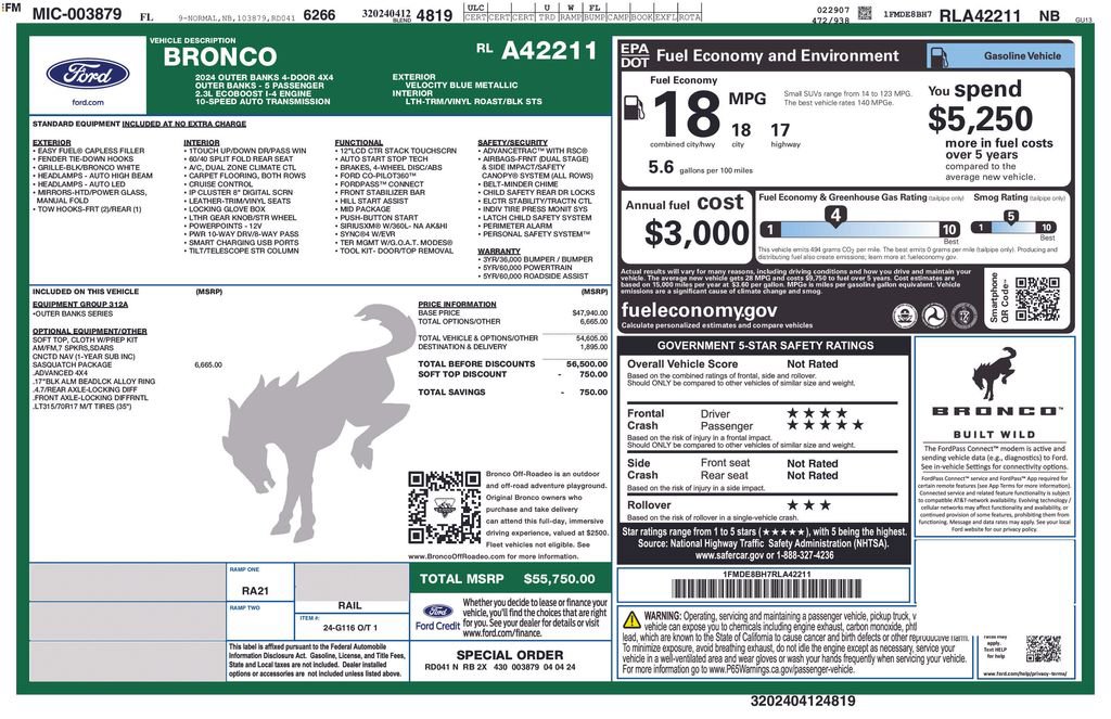 Used 2024 Ford Bronco Outer Banks w/ Sasquatch Package image 27