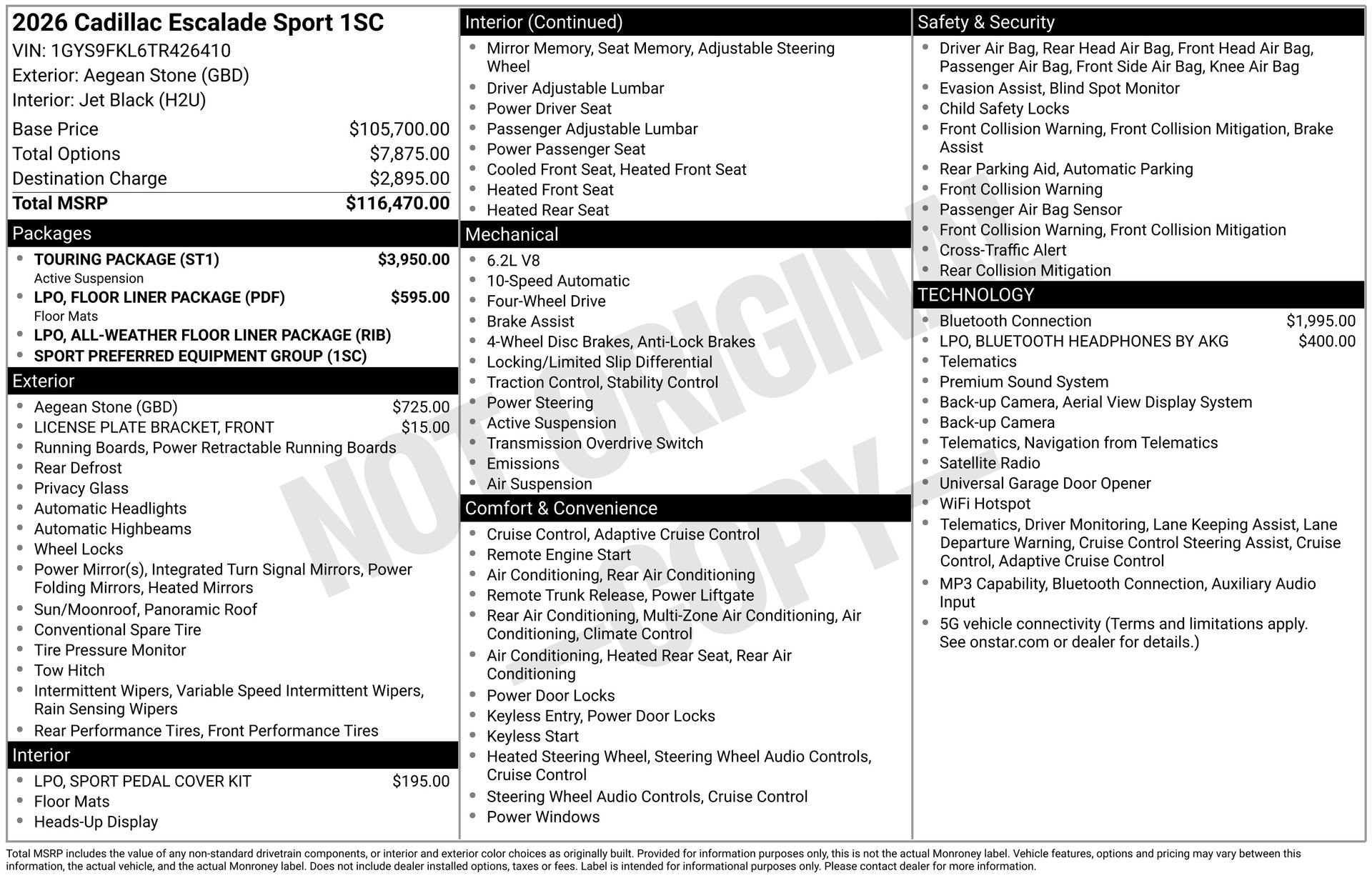 New 2026 Cadillac Escalade Sport w/ Touring Package AWD/4WD image 5
