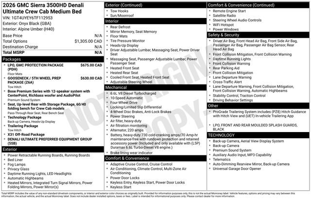 Used 2026 GMC Sierra 3500 Denali Ultimate w/ LPO, GMC Protection Package AWD/4WD image 36