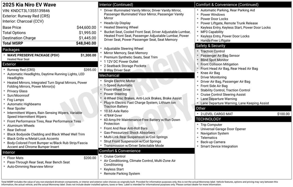 Certified 2025 Kia Niro Wave w/ Wave Preserve Package FWD image 10
