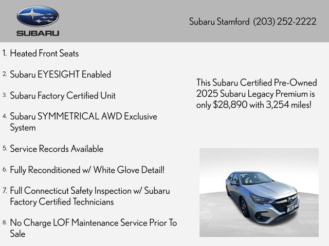 Certified 2025 Subaru Legacy Premium AWD/4WD image 2