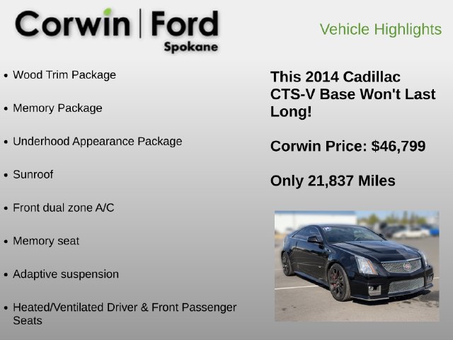 Used 2014 Cadillac CTS V w/ Wood Trim Package RWD image 18