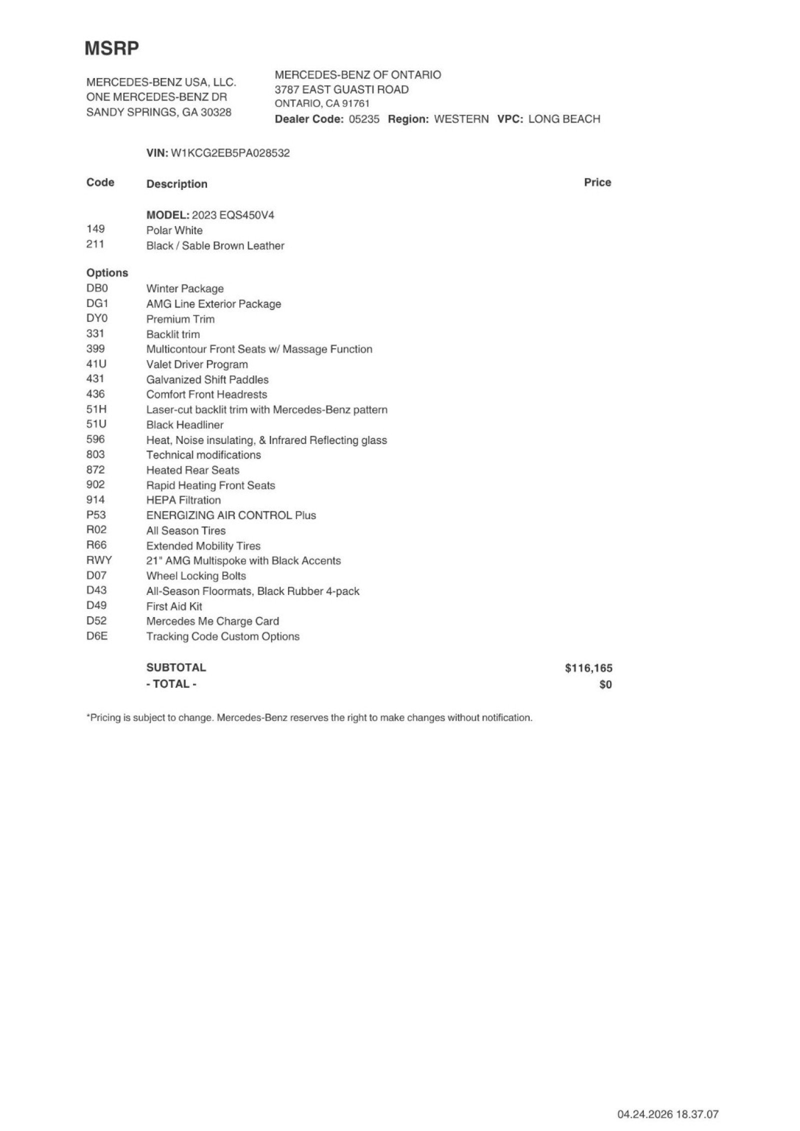 Certified 2023 Mercedes-Benz EQS 450+ 4MATIC Sedan image 2