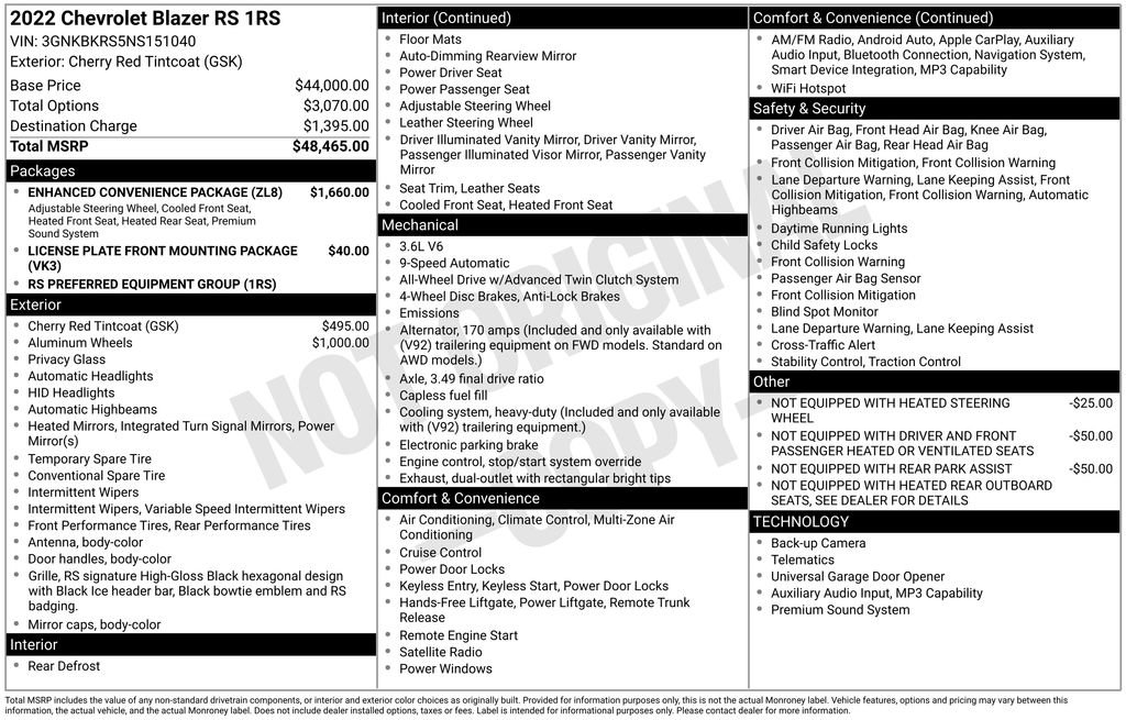 Certified 2022 Chevrolet Blazer RS w/ Enhanced Convenience Package AWD/4WD image 38