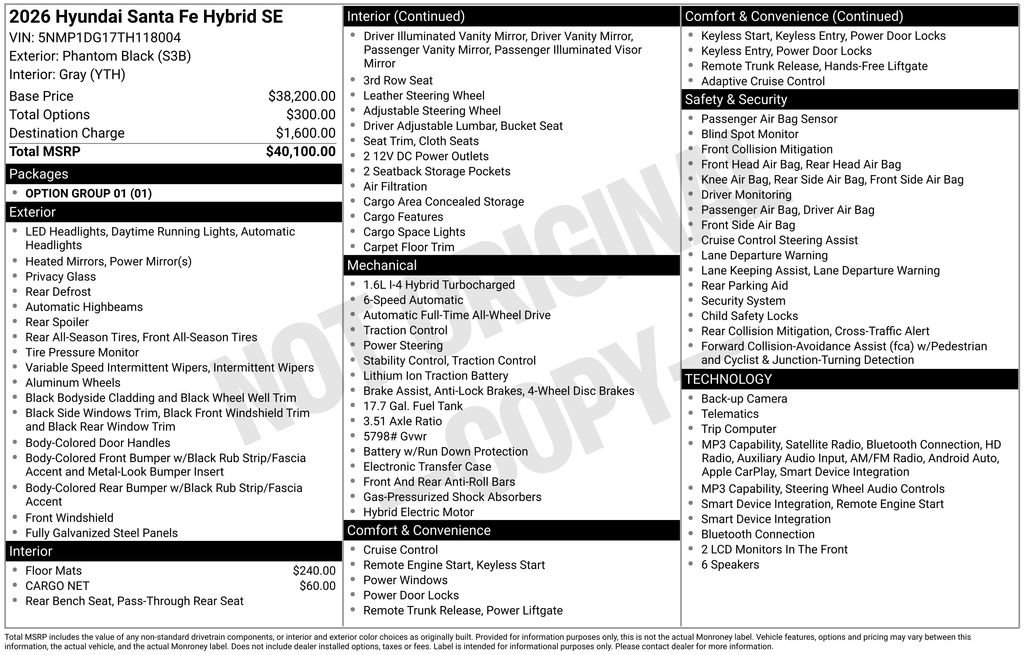 New 2026 Hyundai Santa Fe SE image 6