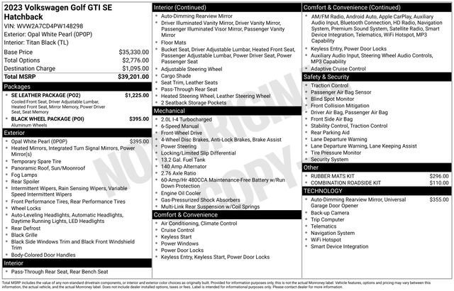 Certified 2023 Volkswagen GTI SE w/ SE Leather Package FWD image 30