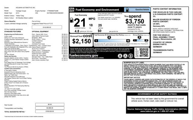 Used 2019 Aston Martin V8 Vantage Sports Plus & Tech collection image 7
