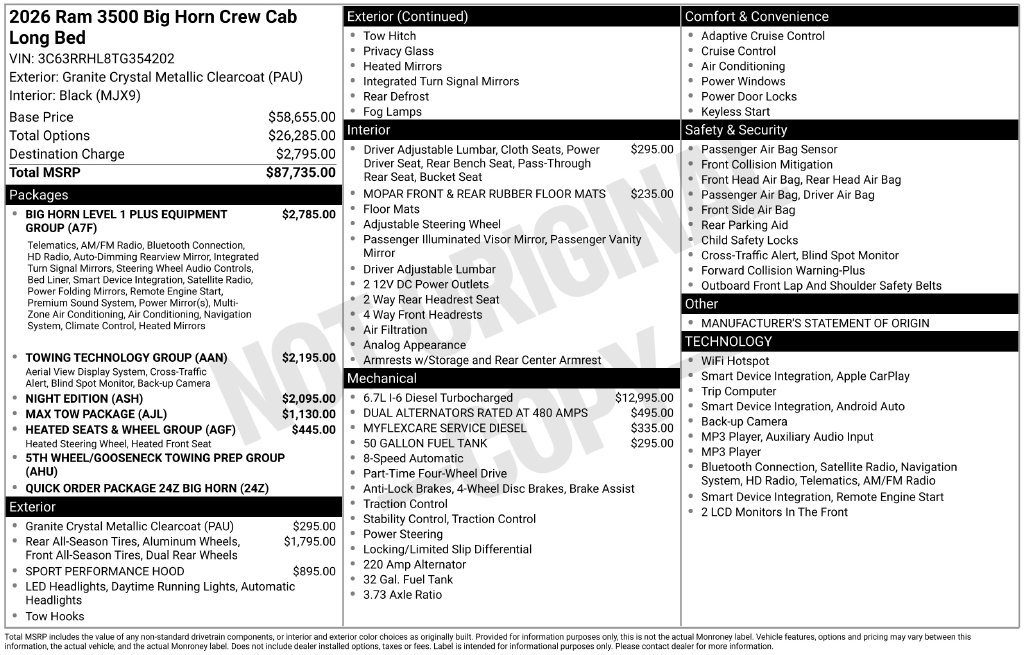 New 2026 RAM 3500 Big Horn AWD/4WD image 5