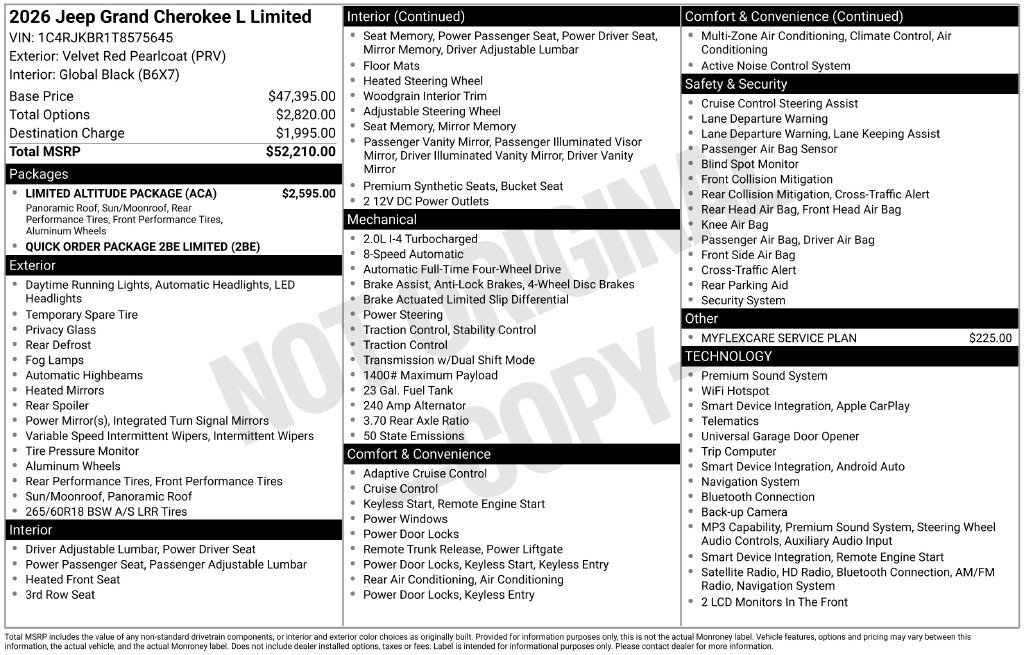 New 2026 Jeep Grand Cherokee L Limited w/ Limited Altitude Package AWD/4WD image 41