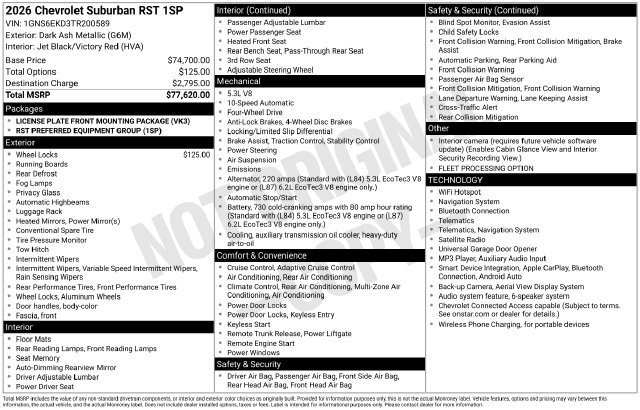 Used 2026 Chevrolet Suburban RST AWD/4WD image 40