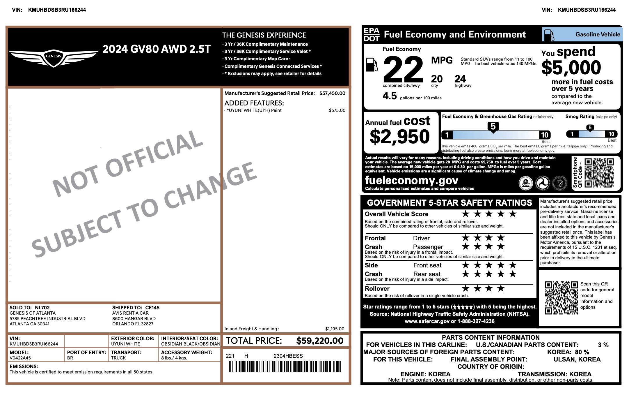 Used 2024 Genesis GV80 2.5T image 3