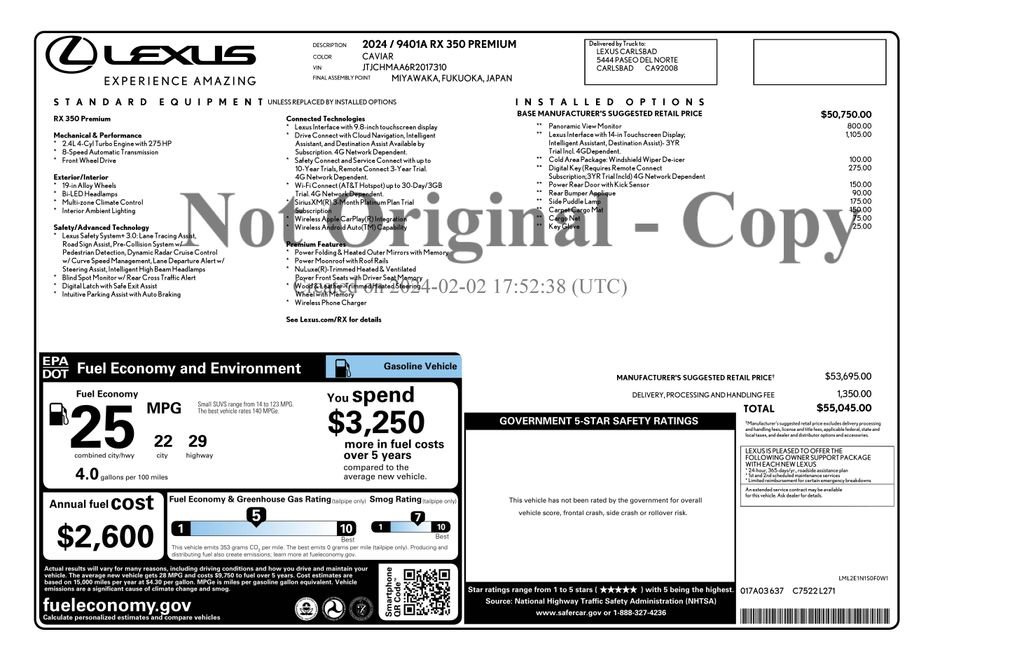 Used 2024 Lexus RX 350 Premium w/ Cold Area Package image 3