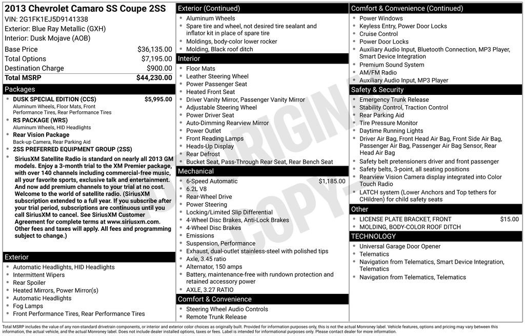 Used 2013 Chevrolet Camaro SS w/ Dusk Special Edition RWD image 42