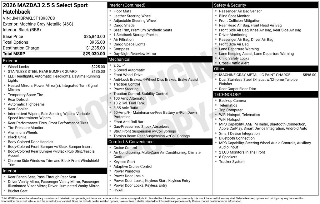 New 2026 MAZDA MAZDA3 s Sport FWD image 6