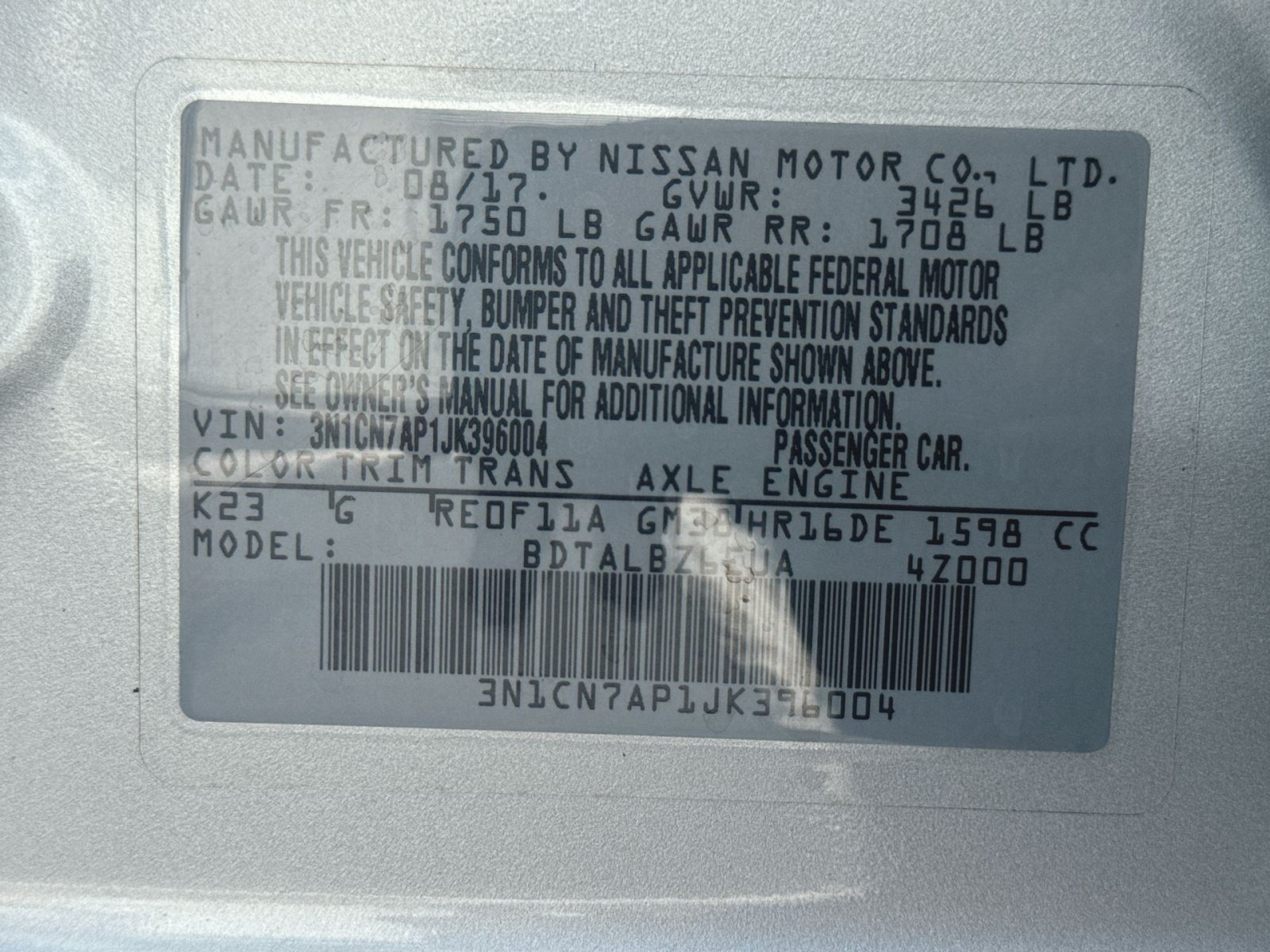 Used 2018 Nissan Versa SV FWD image 35