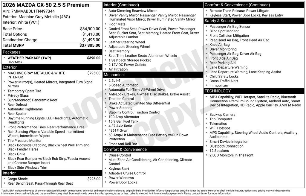 New 2026 MAZDA CX-50 AWD 2.5 S w/ Weather Package image 36