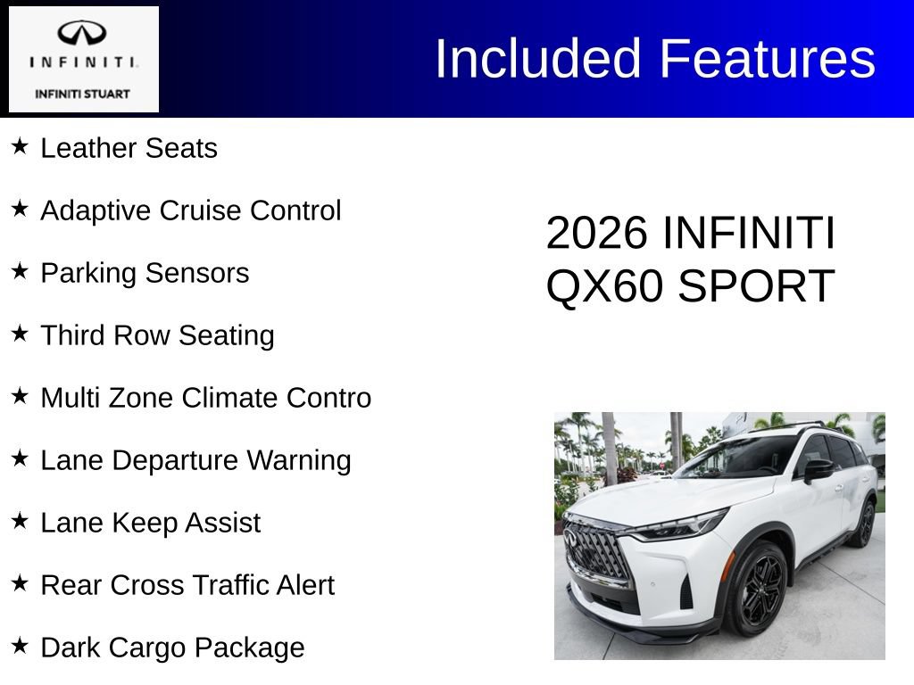 Certified 2026 INFINITI QX60 Sport w/ Dark Cargo Package AWD/4WD image 3