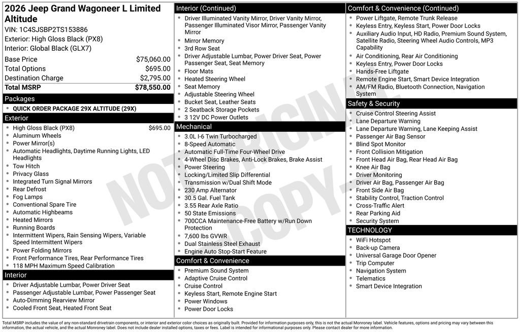 New 2026 Jeep Grand Wagoneer L Limited AWD/4WD image 4
