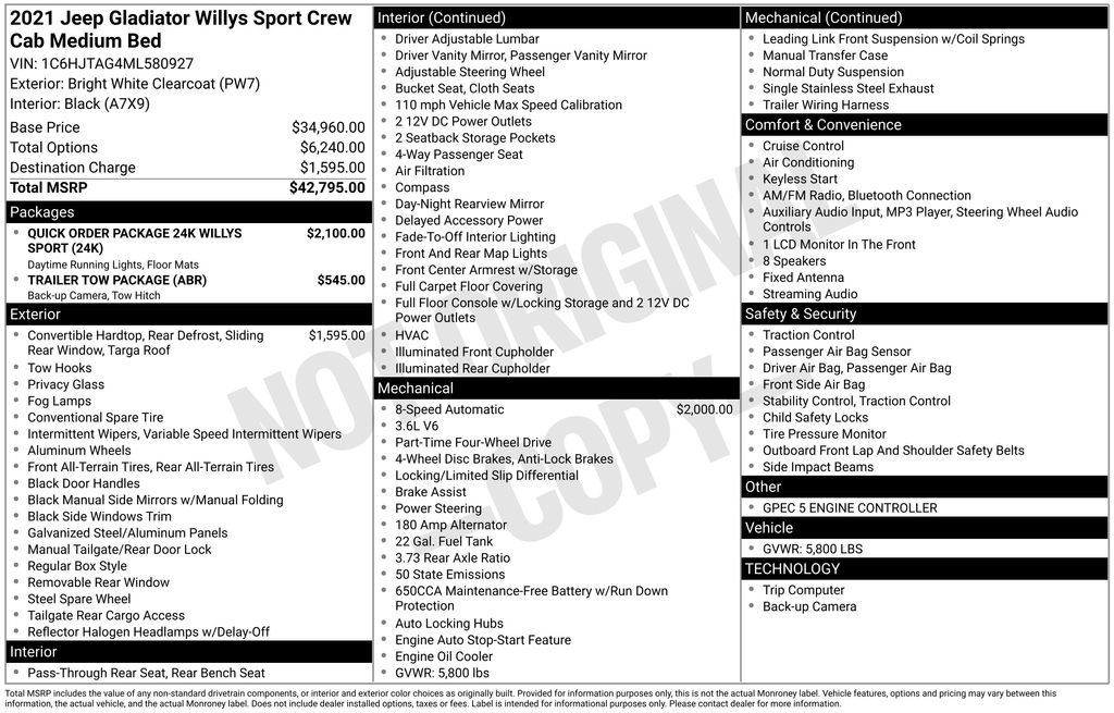 Used 2021 Jeep Gladiator Sport image 2