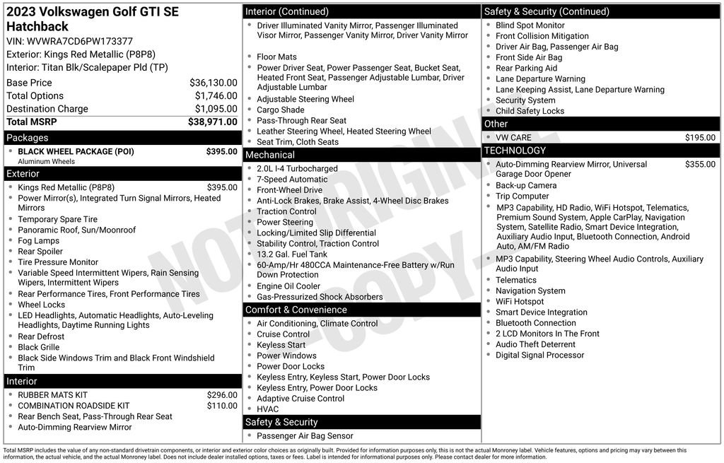 Used 2023 Volkswagen GTI SE w/ Black Wheel Package FWD image 5