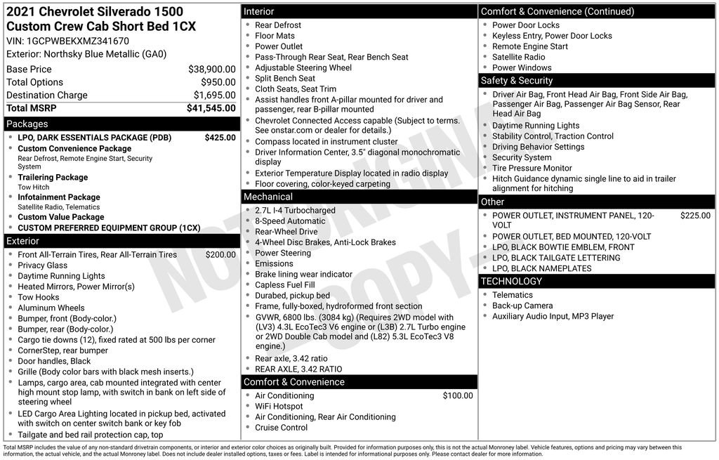 Used 2021 Chevrolet Silverado 1500 Custom w/ LPO, Dark Essentials Package image 36