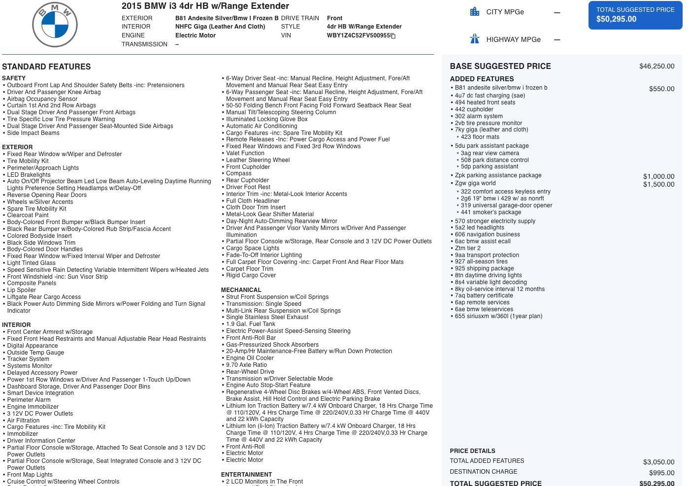 Used 2015 BMW i3 w/ Range Extender image 5