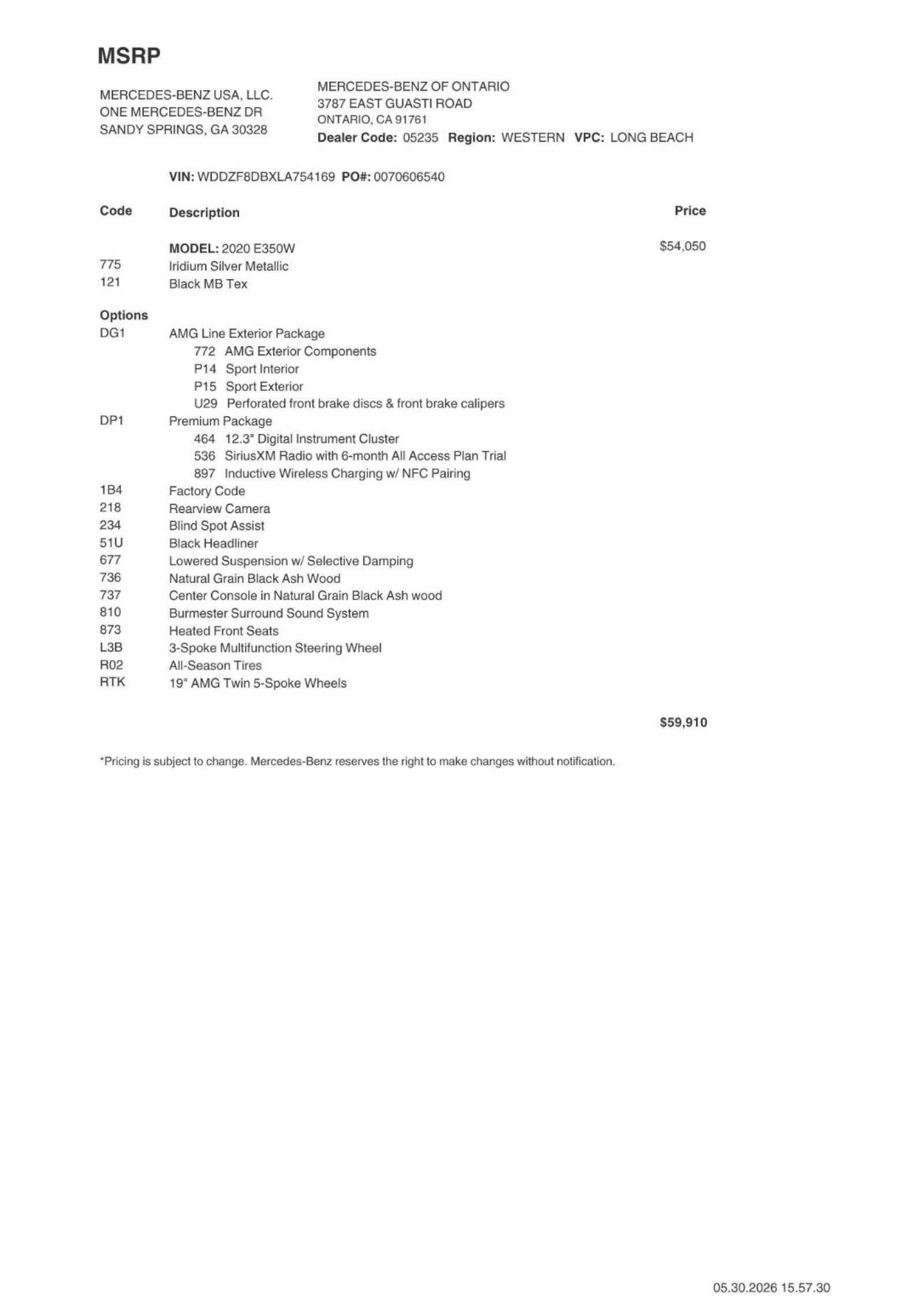 Certified 2020 Mercedes-Benz E 350 Sedan w/ Premium Package image 2