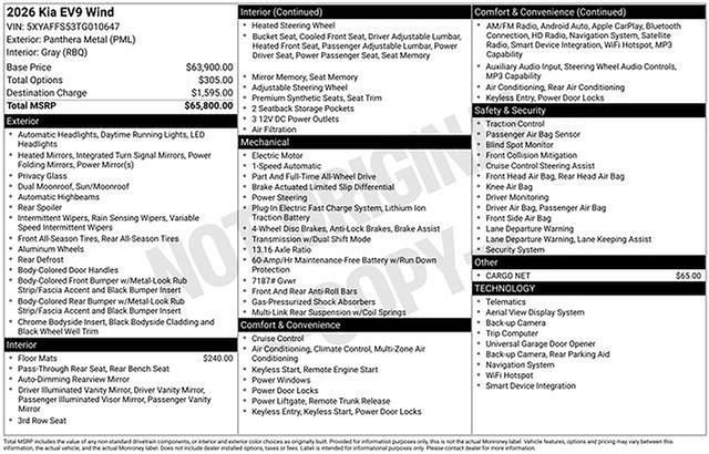 New 2026 Kia EV9 Wind image 14