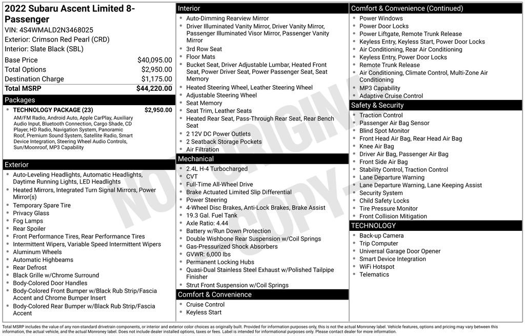 Used 2022 Subaru Ascent Limited w/ Technology Package image 11