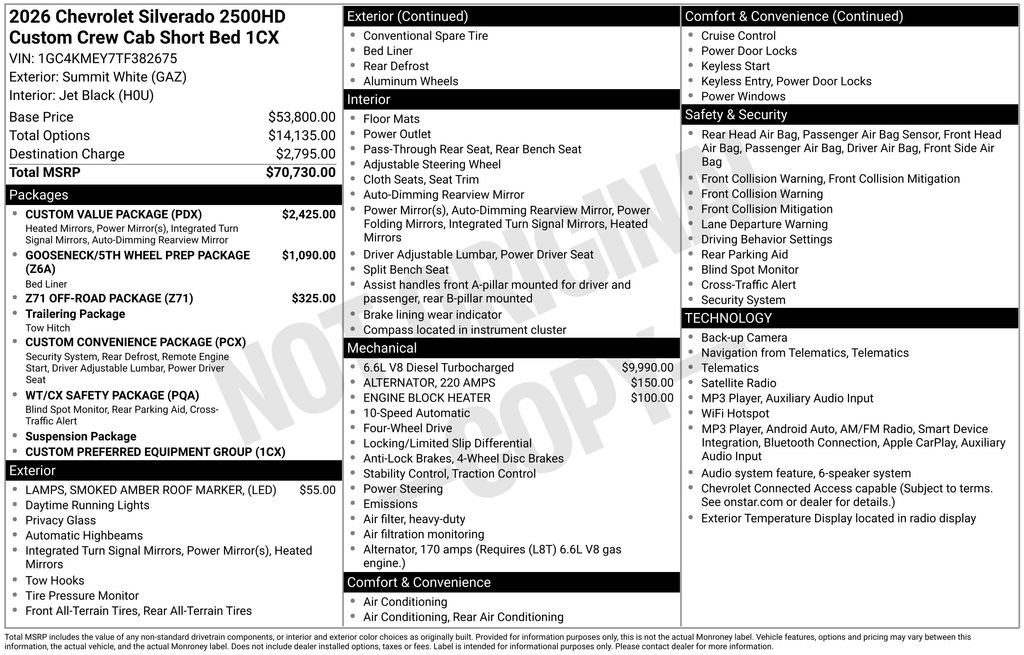 New 2026 Chevrolet Silverado 2500 Custom w/ Custom Value Package AWD/4WD image 25