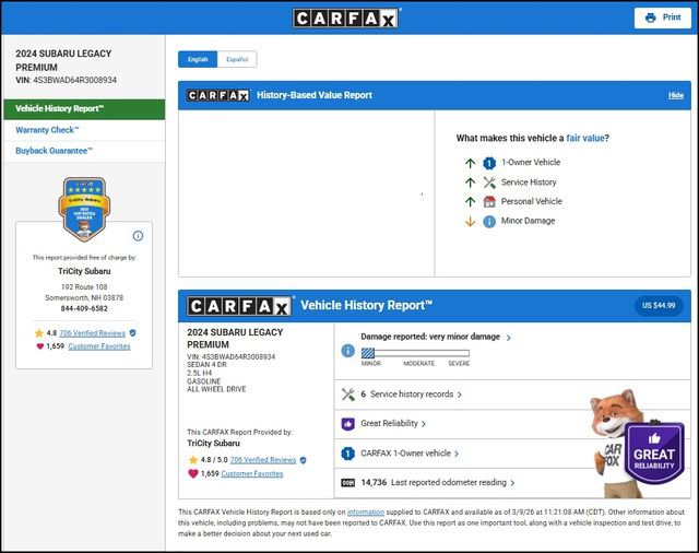 Used 2024 Subaru Legacy Premium image 12