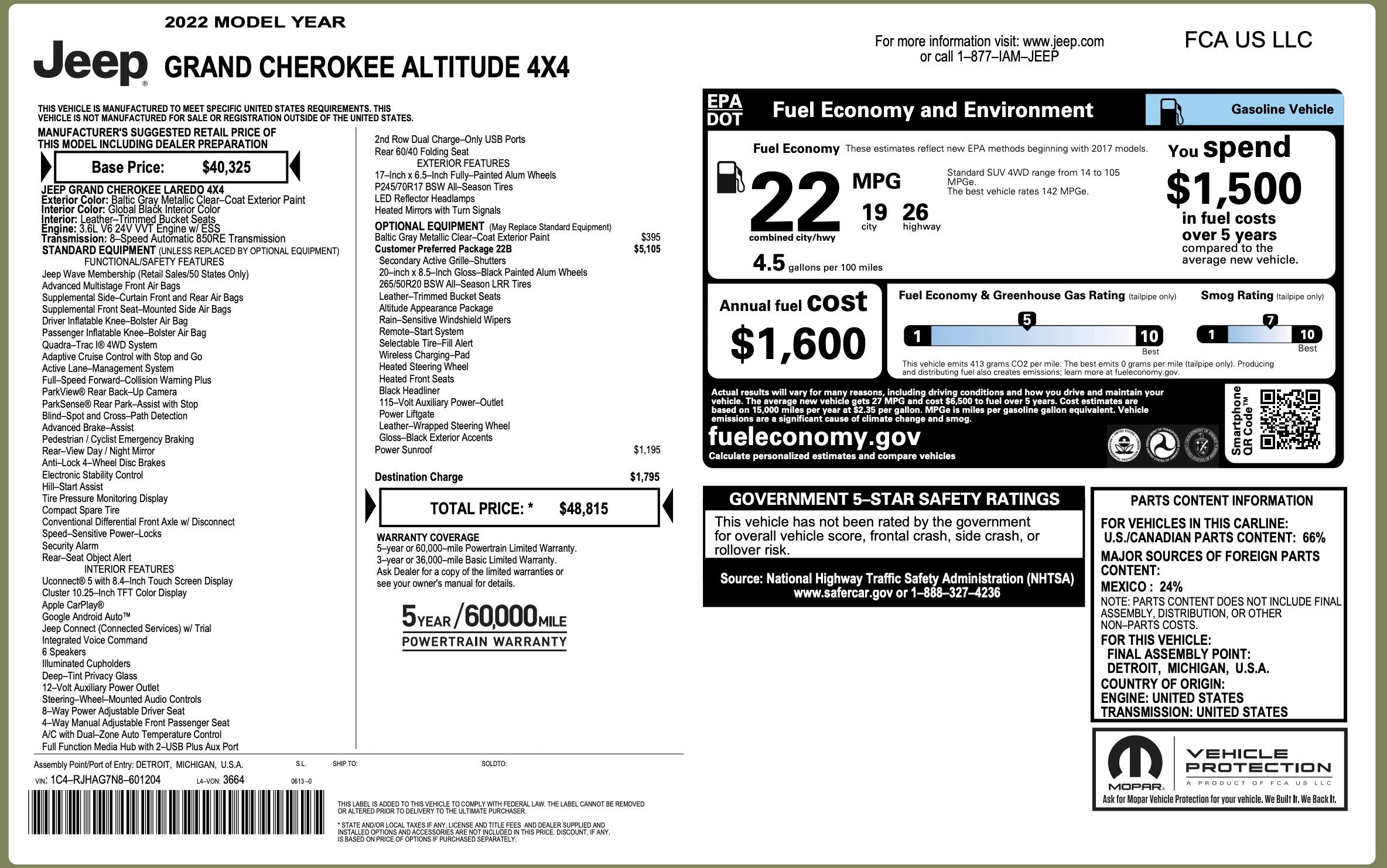 Used 2022 Jeep Grand Cherokee Altitude AWD/4WD image 2