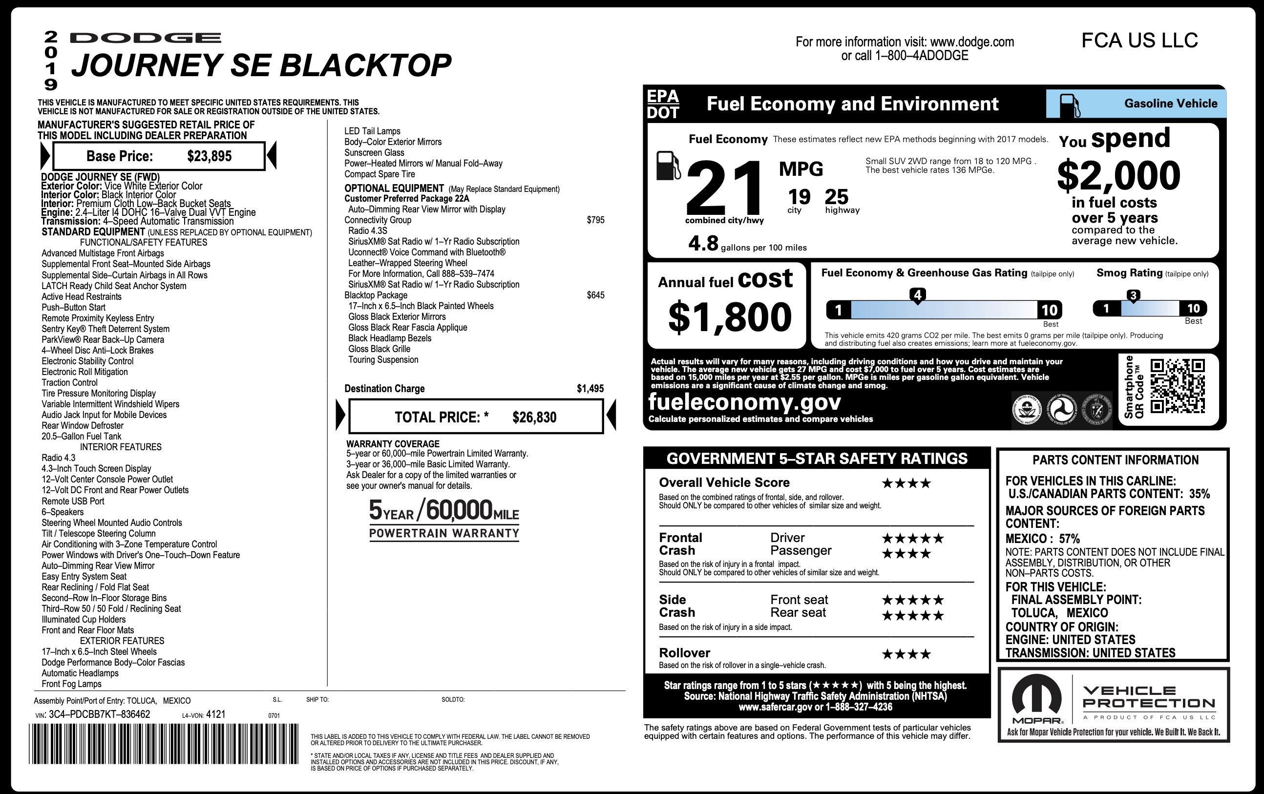 Used 2019 Dodge Journey SE w/ Connectivity Group image 2