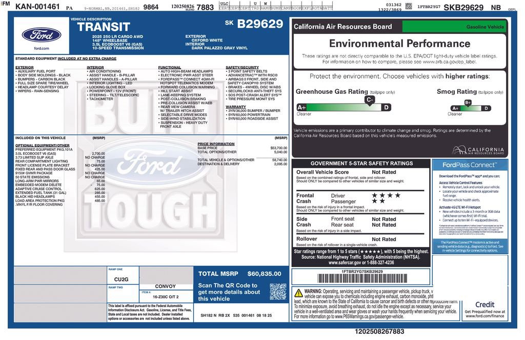 New 2025 Ford Transit 250 Low Roof AWD w/ Load Area Protection Package image 5