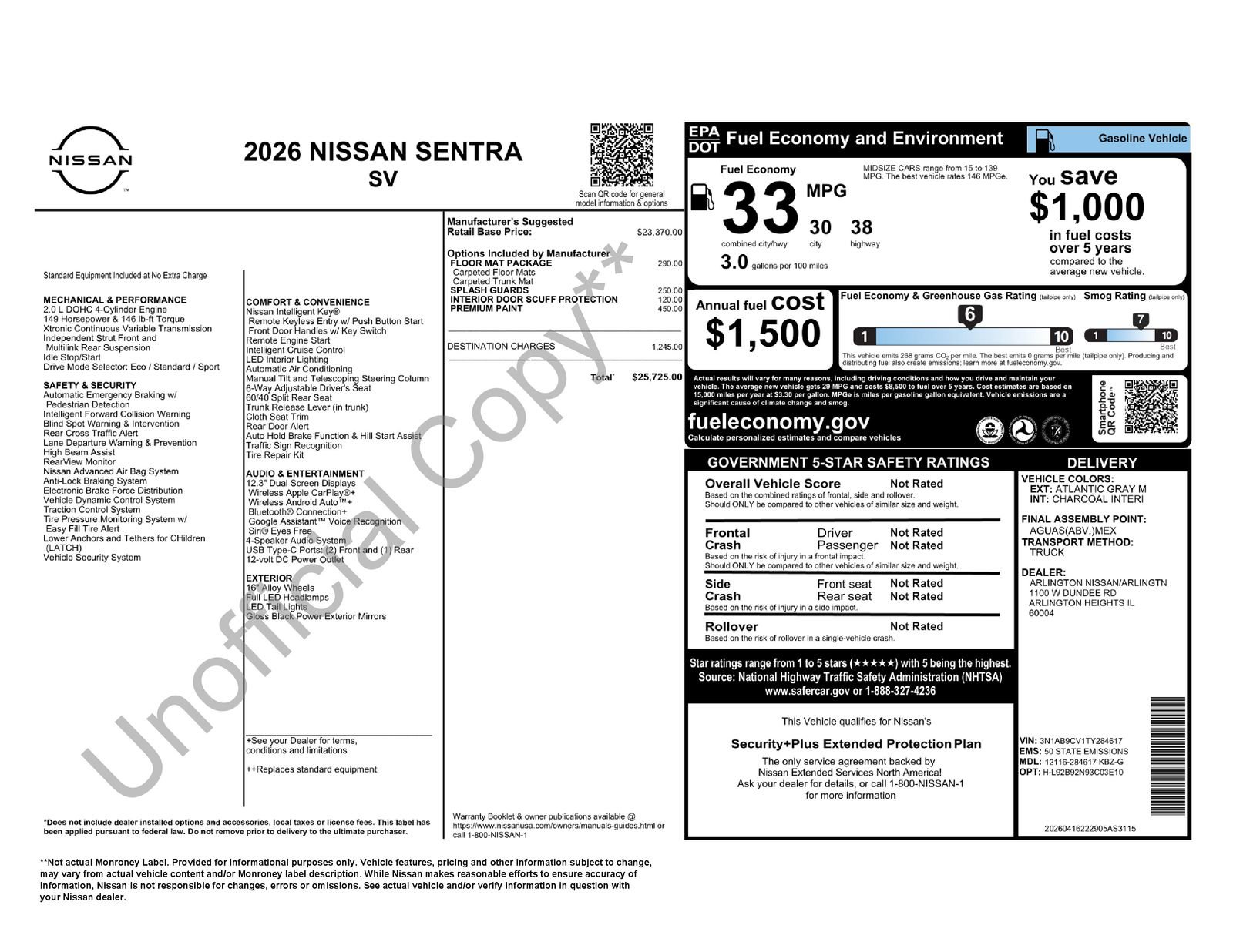 New 2026 Nissan Sentra SV w/ Floor Mat Package FWD image 44
