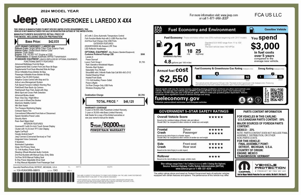 Certified 2024 Jeep Grand Cherokee L Laredo w/ Luxury Tech Group I image 4