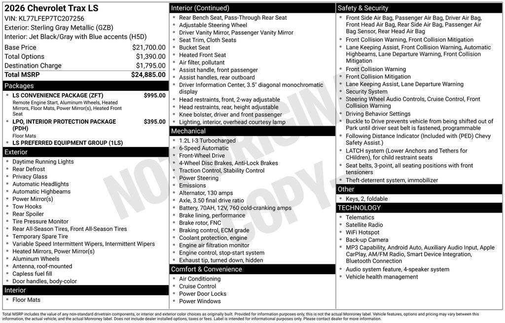New 2026 Chevrolet Trax LS w/ LS Convenience Package FWD image 6