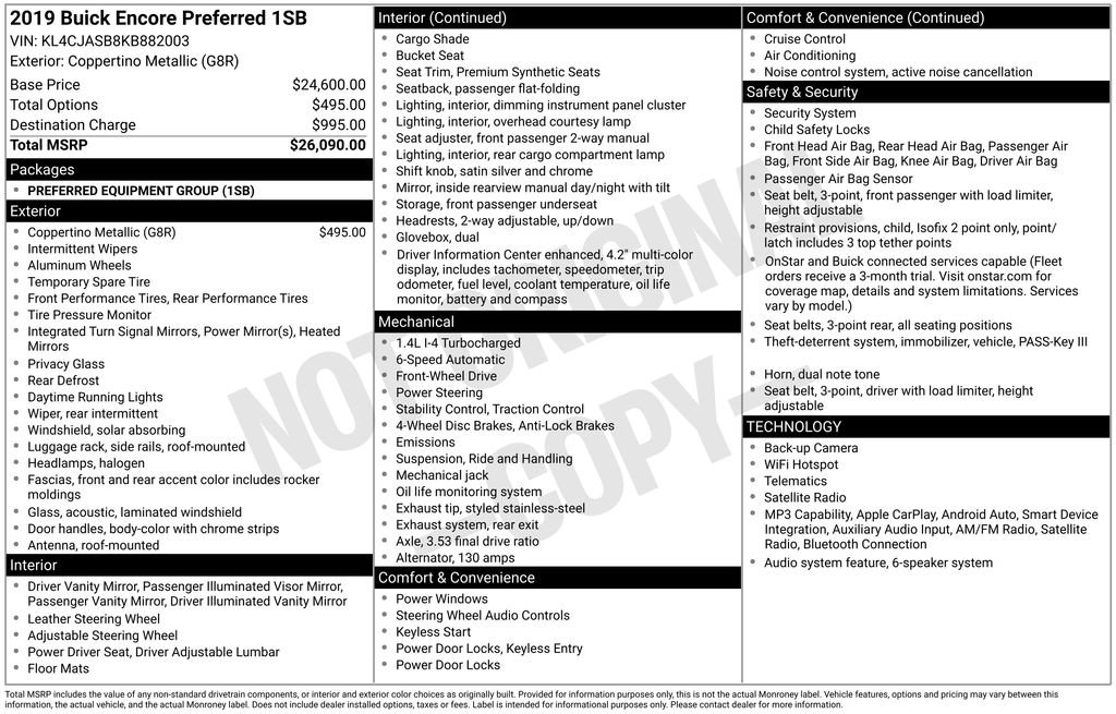 Certified 2019 Buick Encore Preferred FWD image 22