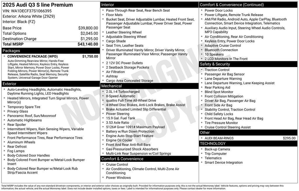Used 2025 Audi Q3 2.0T Premium w/ Convenience Package AWD/4WD image 6