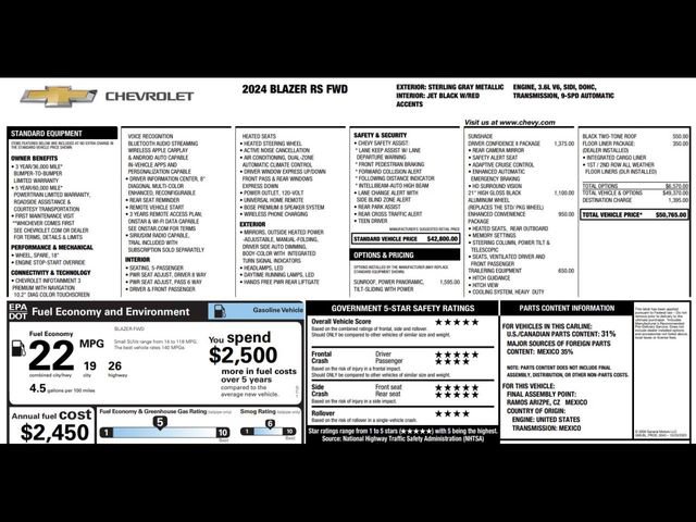 Used 2024 Chevrolet Blazer RS w/ Driver Confidence II Package image 3