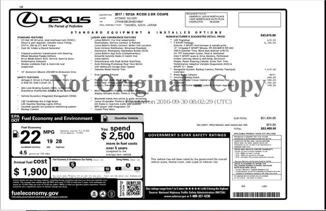 Used 2017 Lexus RC 350 F Sport image 4