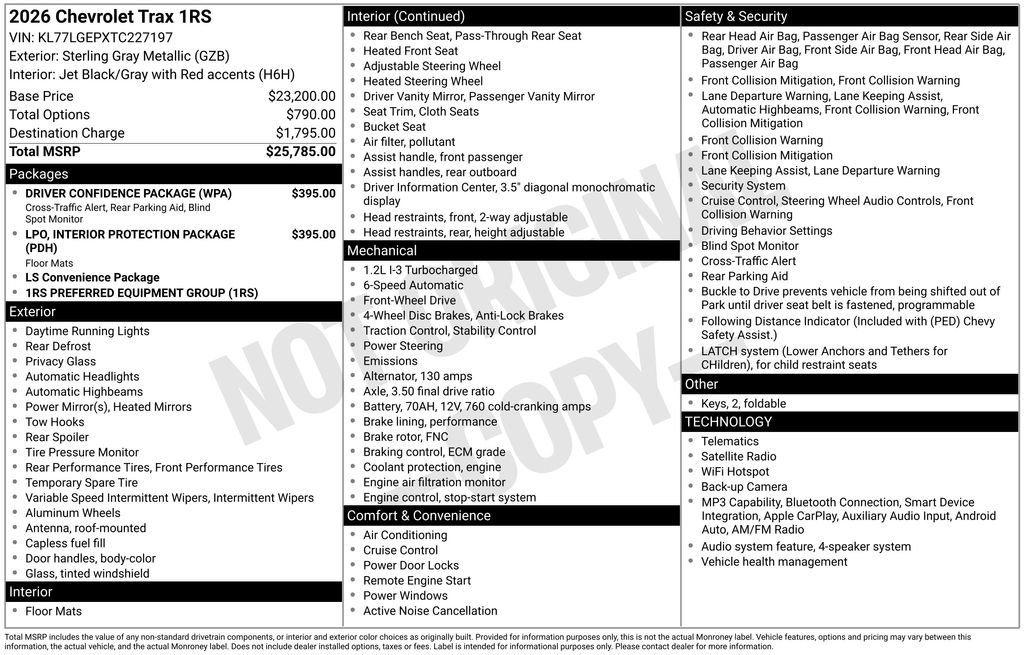 New 2026 Chevrolet Trax RS