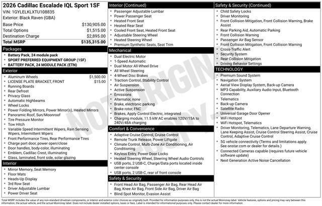 New 2026 Cadillac Escalade IQL Sport 1 AWD/4WD image 27