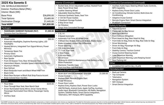 Certified 2025 Kia Sorento S w/ Panoramic Sunroof Package image 10