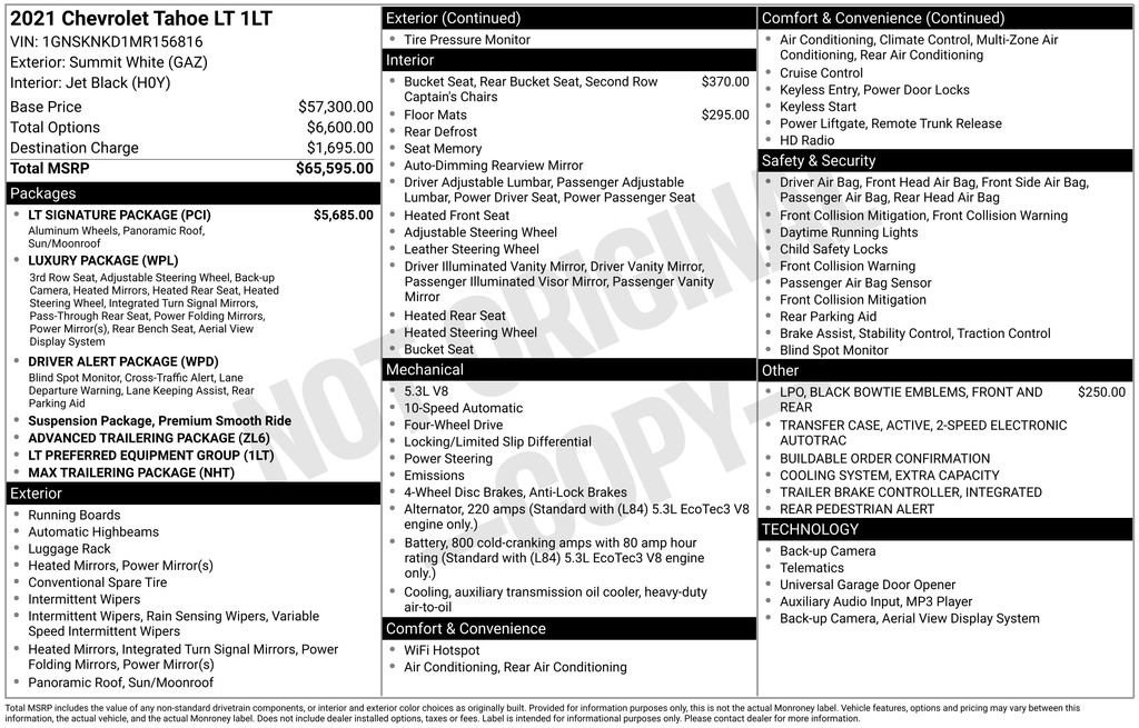 Used 2021 Chevrolet Tahoe LT w/ LT Signature Package image 10