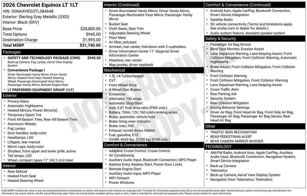 New 2026 Chevrolet Equinox LT w/ Safety and Technology Package image 31